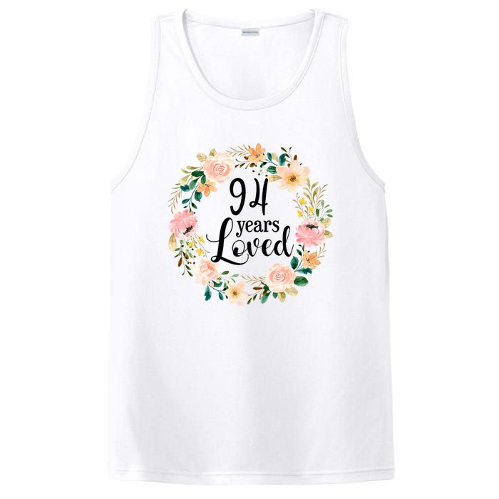 Floral 94 Years Loved 94th Birthday Gift For Grandma PosiCharge Competitor Tank