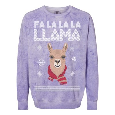 Fa La La La Llama Ugly Christmas Sweater Colorblast Crewneck Sweatshirt