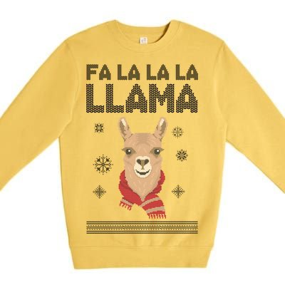 Fa La La La Llama Ugly Christmas Sweater Premium Crewneck Sweatshirt