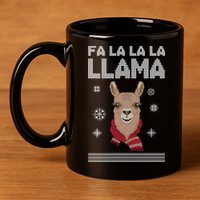 Fa La La La Llama Ugly Christmas Sweater 11oz C Handle Ceramic Mug