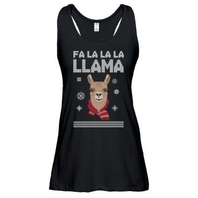 Fa La La La Llama Ugly Christmas Sweater Ladies Essential Flowy Tank