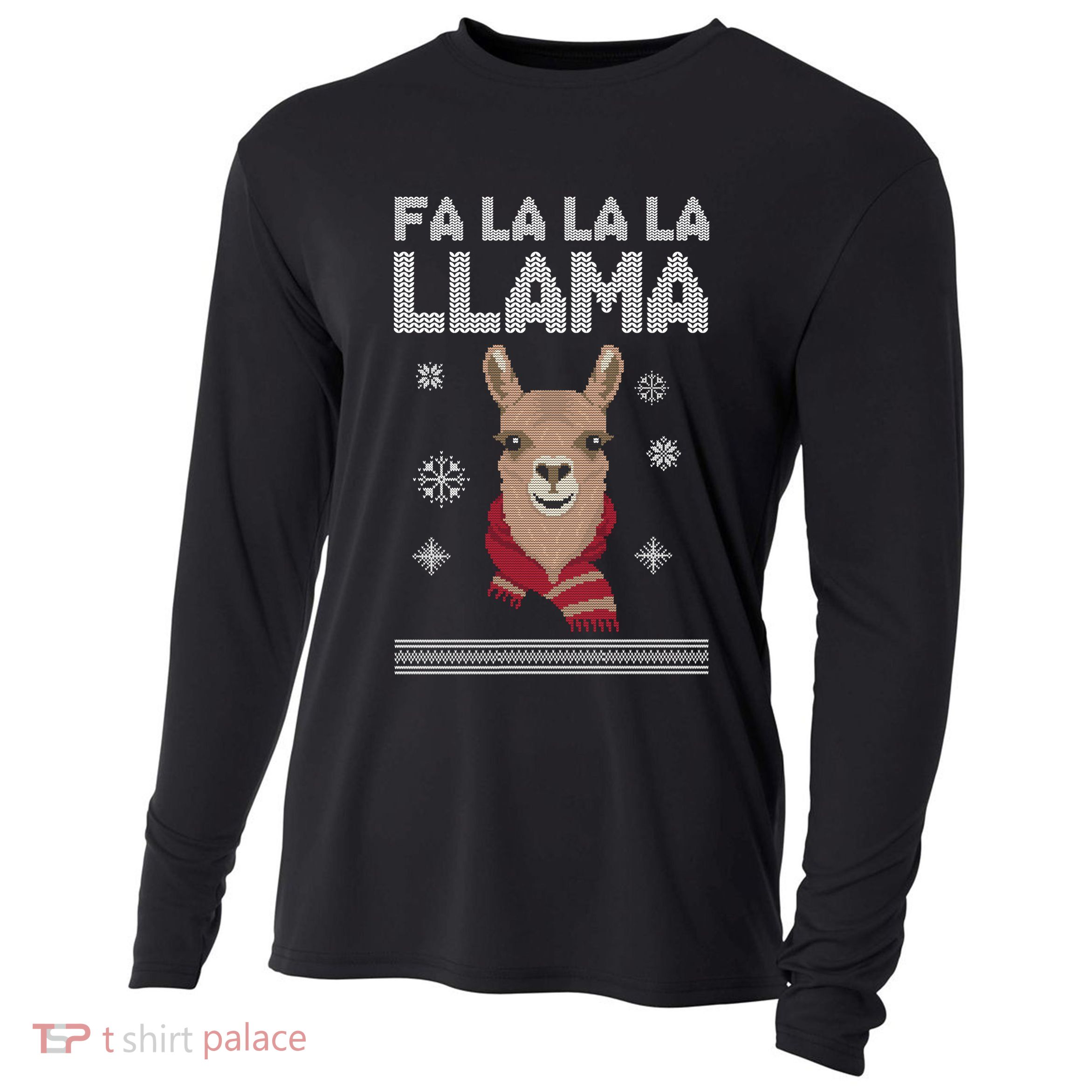 Fa La La La Llama Ugly Christmas Sweater Cooling Performance Long Sleeve Crew