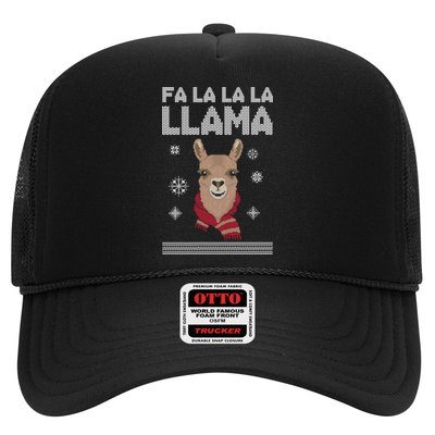 Fa La La La Llama Ugly Christmas Sweater Trucker Hat