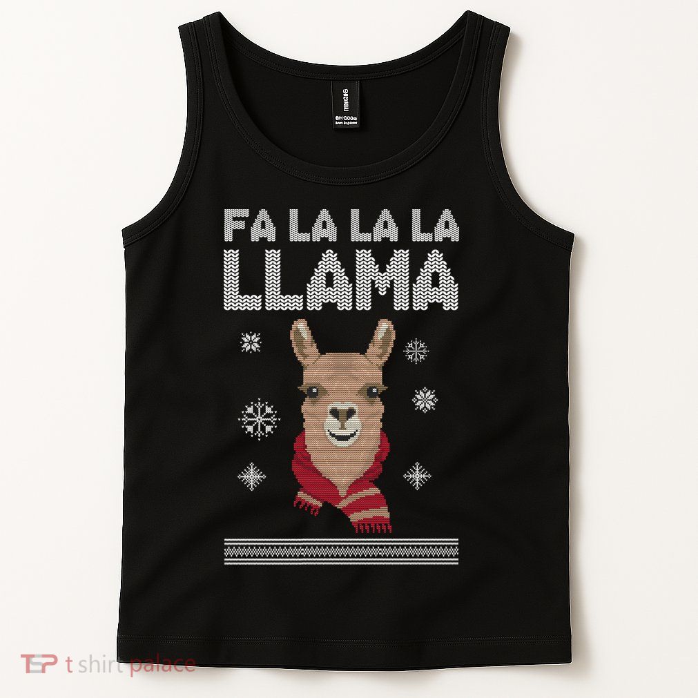 Fa La La La Llama Ugly Christmas Sweater Tank Top