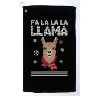 Fa La La La Llama Ugly Christmas Sweater Golf Towel