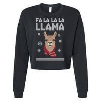 Fa La La La Llama Ugly Christmas Sweater Cropped Pullover Crew