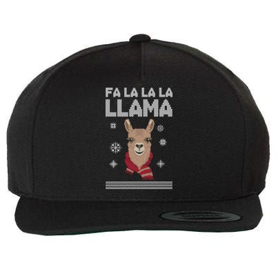 Fa La La La Llama Ugly Christmas Sweater Wool Snapback Cap