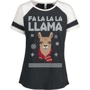 Fa La La La Llama Ugly Christmas Sweater Enza Ladies Jersey Colorblock Tee