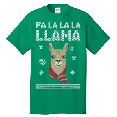 Fa La La La Llama Ugly Christmas Sweater Tall T-Shirt