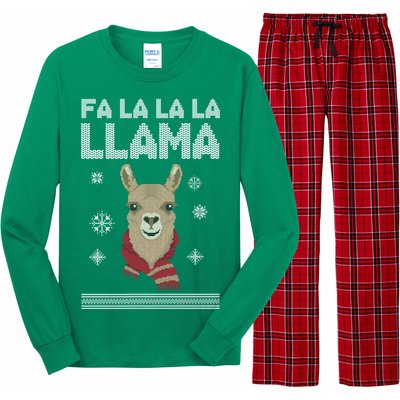 Fa La La La Llama Ugly Christmas Sweater Long Sleeve Pajama Set