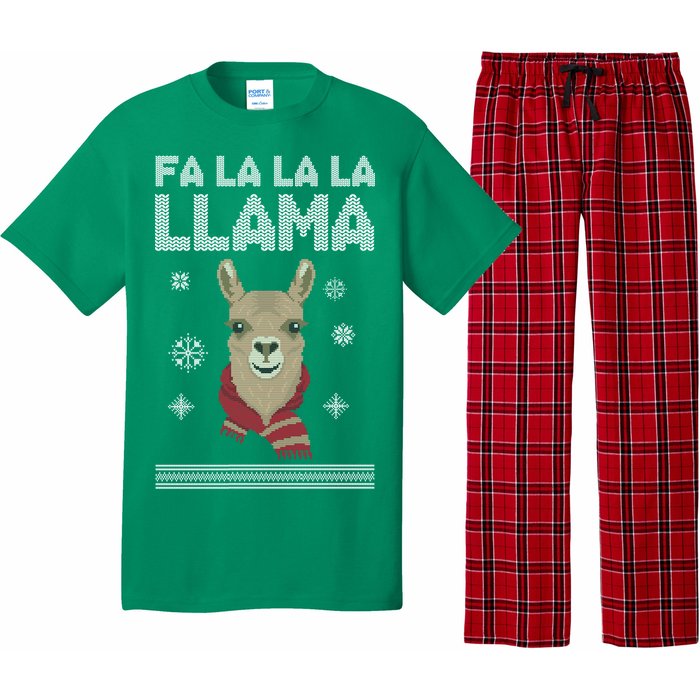 Fa La La La Llama Ugly Christmas Sweater Pajama Set