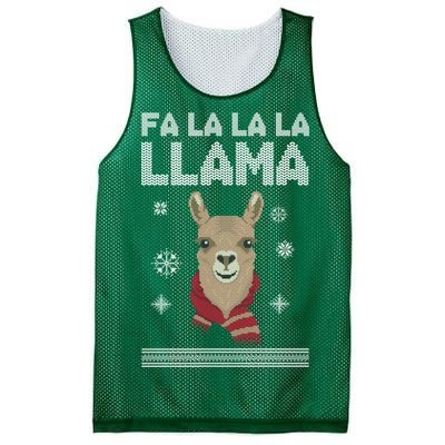 Fa La La La Llama Ugly Christmas Sweater Mesh Reversible Basketball Jersey Tank