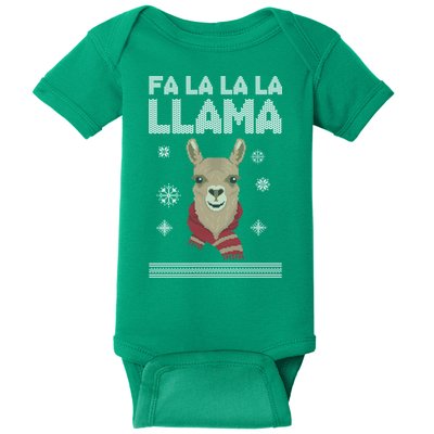 Fa La La La Llama Ugly Christmas Sweater Baby Bodysuit