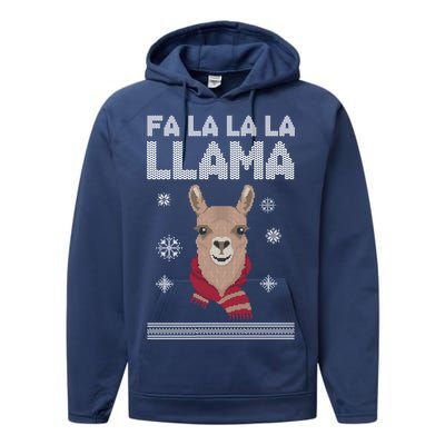 Fa La La La Llama Ugly Christmas Sweater Performance Fleece Hoodie