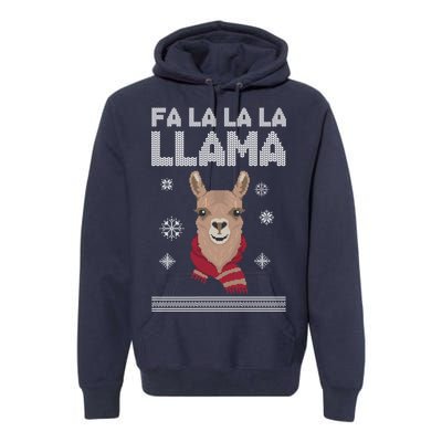 Fa La La La Llama Ugly Christmas Sweater Premium Hoodie