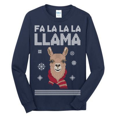 Fa La La La Llama Ugly Christmas Sweater Tall Long Sleeve T-Shirt