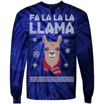 Fa La La La Llama Ugly Christmas Sweater Tie-Dye Long Sleeve Shirt