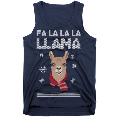 Fa La La La Llama Ugly Christmas Sweater Tank Top