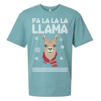 Fa La La La Llama Ugly Christmas Sweater Sueded Cloud Jersey T-Shirt