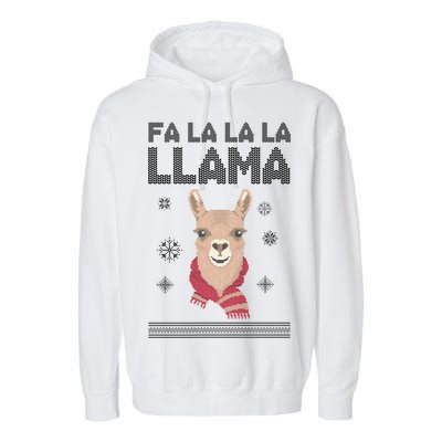 Fa La La La Llama Ugly Christmas Sweater Garment-Dyed Fleece Hoodie