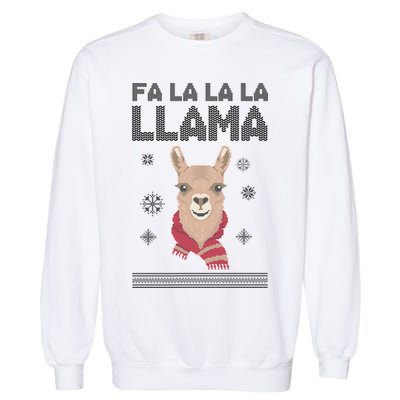 Fa La La La Llama Ugly Christmas Sweater Garment-Dyed Sweatshirt