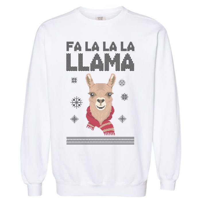 Fa La La La Llama Ugly Christmas Sweater Garment-Dyed Sweatshirt