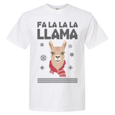 Fa La La La Llama Ugly Christmas Sweater Garment-Dyed Heavyweight T-Shirt