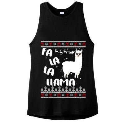 Fa La La Llama Ugly Christmas Ladies PosiCharge Tri-Blend Wicking Tank