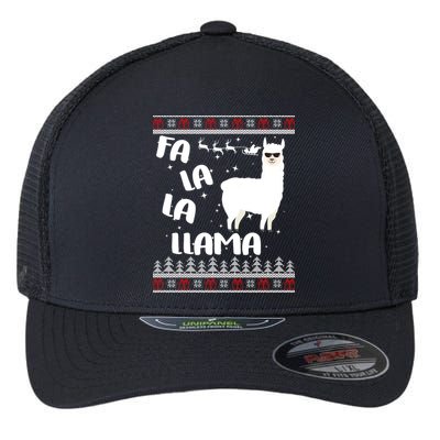 Fa La La Llama Ugly Christmas Flexfit Unipanel Trucker Cap