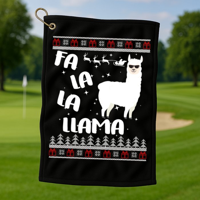 Fa La La Llama Ugly Christmas Golf Towel
