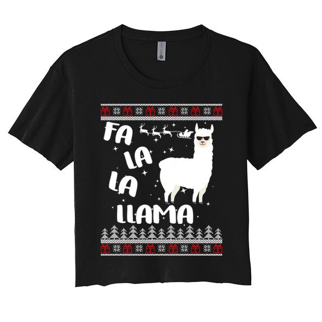 Fa La La Llama Ugly Christmas Crop Top