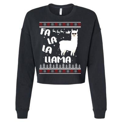Fa La La Llama Ugly Christmas Cropped Pullover Crew