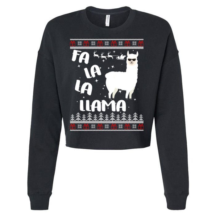 Fa La La Llama Ugly Christmas Cropped Pullover Crew