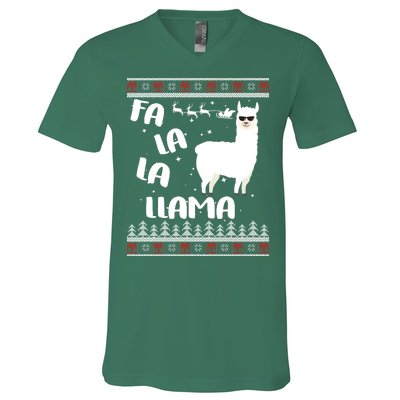 Fa La La Llama Ugly Christmas V-Neck T-Shirt