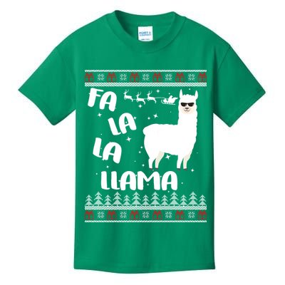 Fa La La Llama Ugly Christmas Kids T-Shirt