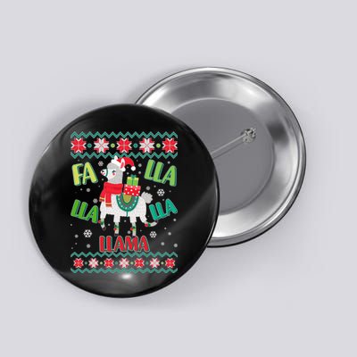 Fa Lla Lla Lla Llama Ugly Christmas Sweater Button