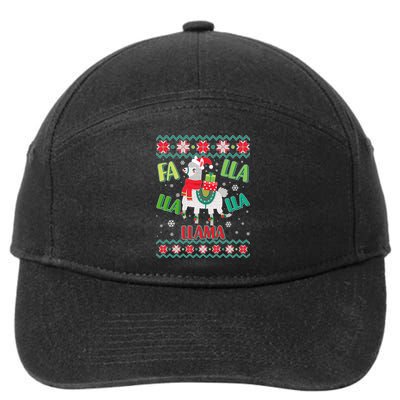 Fa Lla Lla Lla Llama Ugly Christmas Sweater 7-Panel Snapback Hat