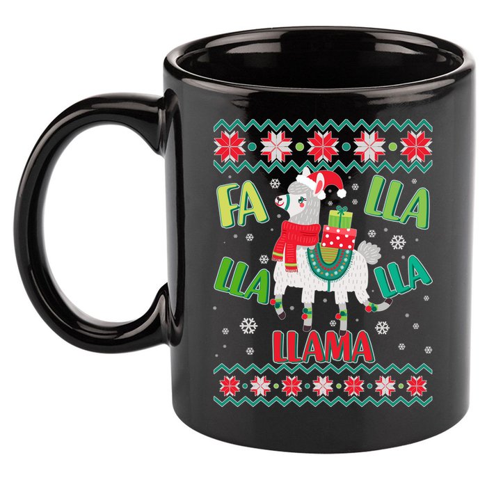 Fa Lla Lla Lla Llama Ugly Christmas Sweater 11oz C Handle Ceramic Mug