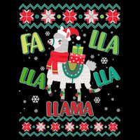 Fa Lla Lla Lla Llama Ugly Christmas Sweater Flat Bill Trucker Hat