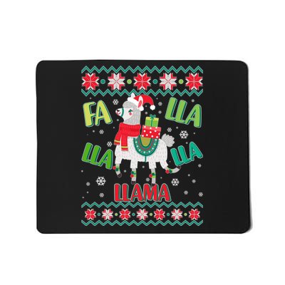 Fa Lla Lla Lla Llama Ugly Christmas Sweater Mousepad