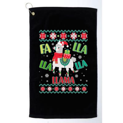 Fa Lla Lla Lla Llama Ugly Christmas Sweater Platinum Collection Golf Towel