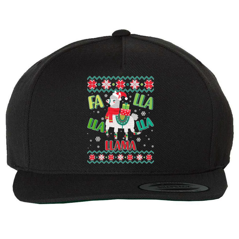 Fa Lla Lla Lla Llama Ugly Christmas Sweater Wool Snapback Cap