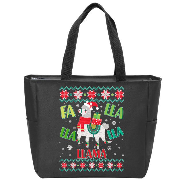 Fa Lla Lla Lla Llama Ugly Christmas Sweater Zip Tote Bag