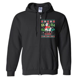 Fa Lla Lla Lla Llama Ugly Christmas Sweater Full Zip Hoodie