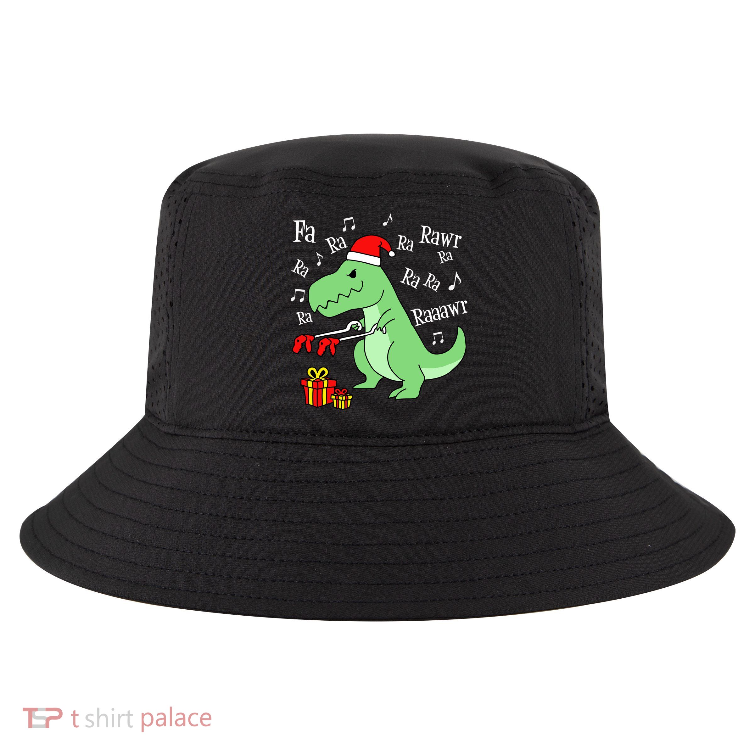 Fa Ra Ra Rawr Christmas T-Rex Presents Cool Comfort Performance Bucket Hat