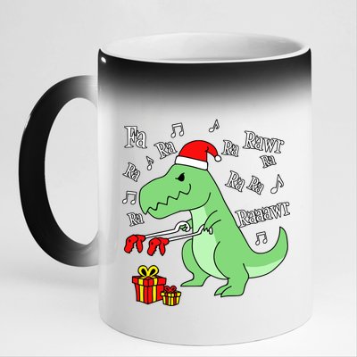 Fa Ra Ra Rawr Christmas T-Rex Presents 11oz Black Color Changing Mug