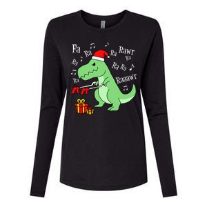 Fa Ra Ra Rawr Christmas T-Rex Presents Womens Cotton Relaxed Long Sleeve T-Shirt