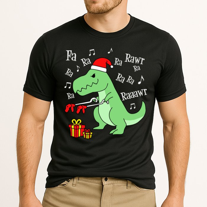 Fa Ra Ra Rawr Christmas T-Rex Presents Cooling Performance Crew T-Shirt