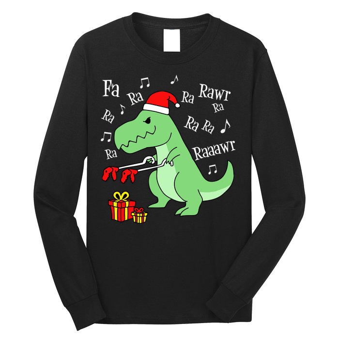 Fa Ra Ra Rawr Christmas T-Rex Presents Long Sleeve Shirt