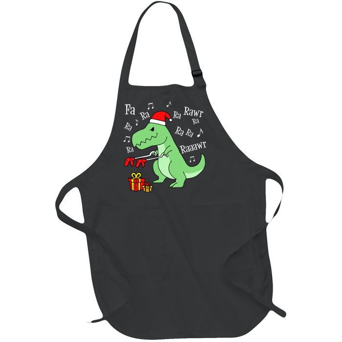 Fa Ra Ra Rawr Christmas T-Rex Presents Full-Length Apron With Pockets